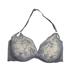 Victoria's Secret Lace Halter Bra - Black and Cream